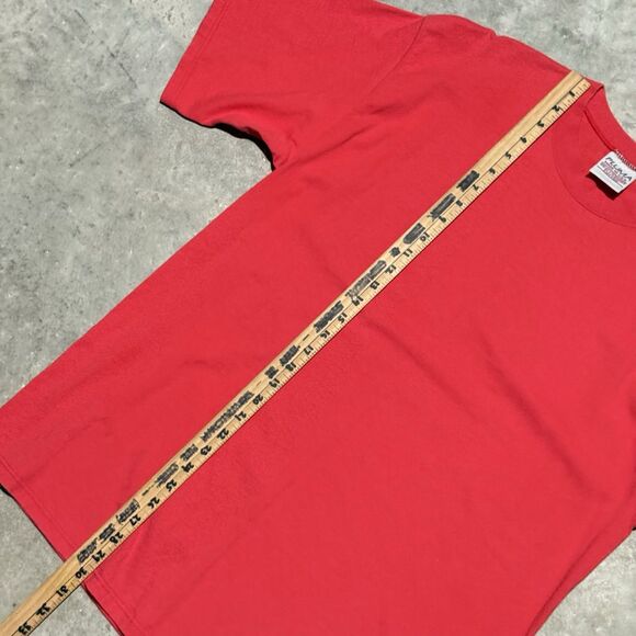 Vintage Pluma Shirt Men Large Crew Tee Red Tshirt Short Sleeve Plain USA Made - Picture 4 of 7